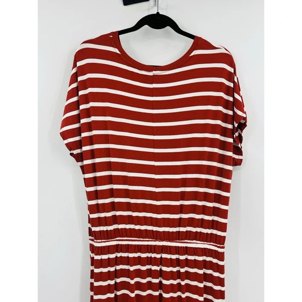 Banana Republic Striped Midi Dress Size Large Stretch Knit Pockets